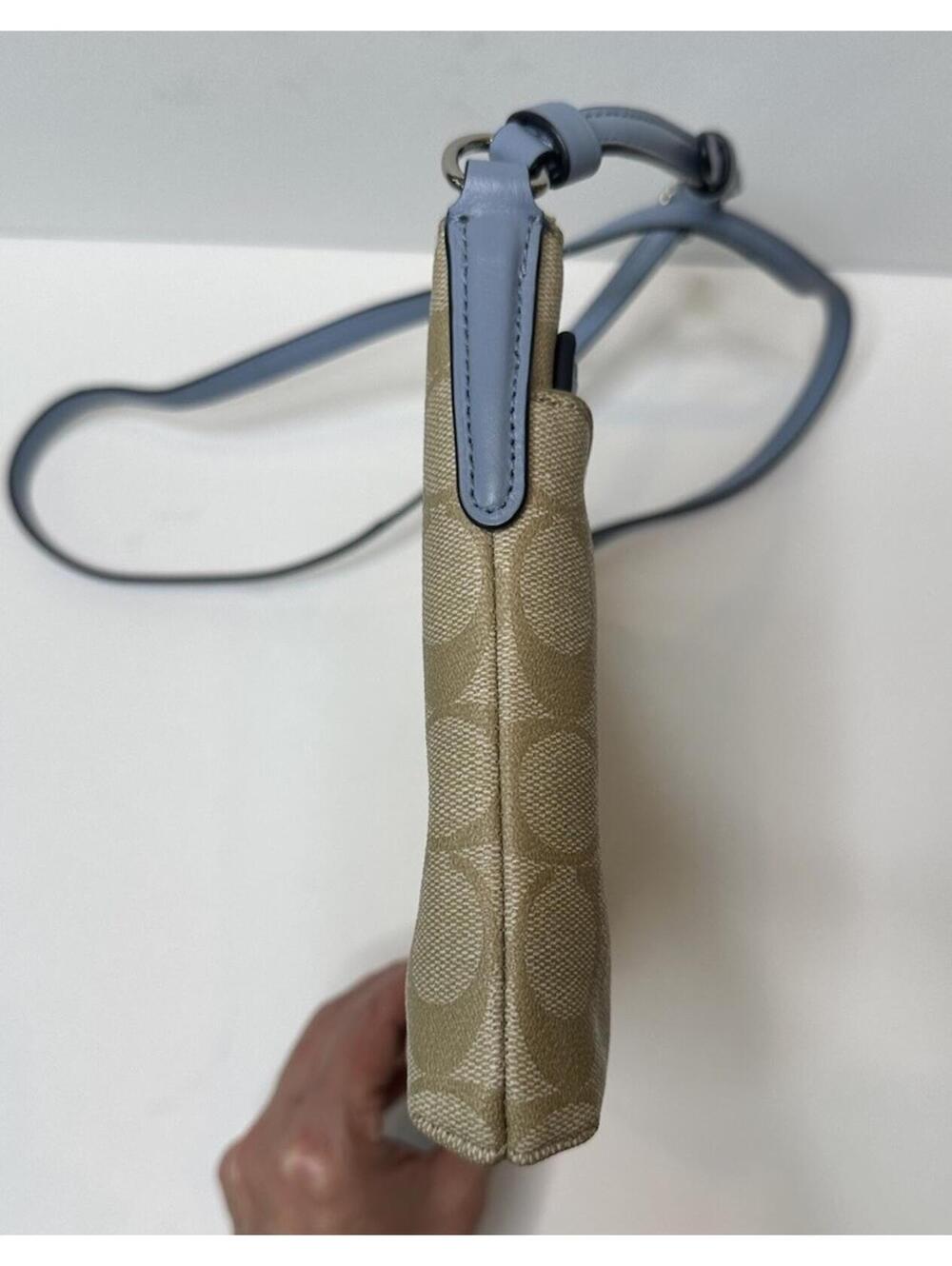 Coach SIgnature East West Crossbody Handbag Light Khaki Pool Zip Pouch F58316 - Picture 7 of 9